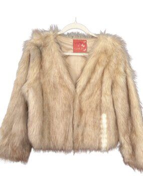Cream Faux Fur Clip Coat